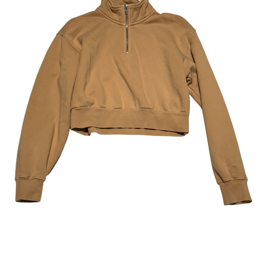 Aritzia TNA Tan Boxy Crop Sweatshirt